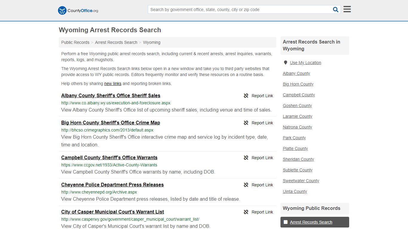 Arrest Records Search - Wyoming (Arrests & Mugshots)